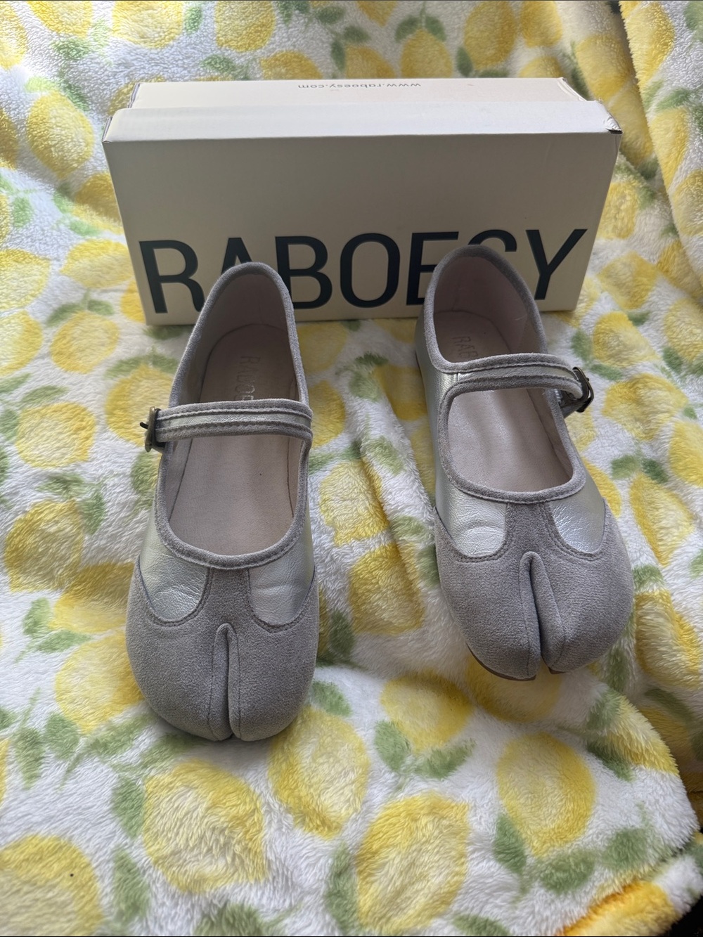 Raboesy Tabi Mary Jane Shoes in Light Gray